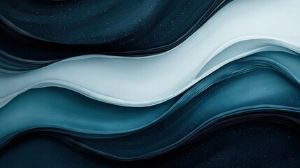  Abstract image features black and white background with wave lines and starry sky, showcasing blue and white color palette