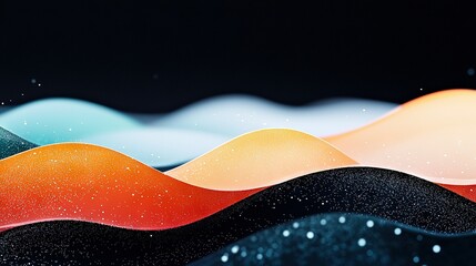 Obraz premium A painting of a mountain range with snow on the ground and a blue sky in the background