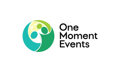 One moment events collaboration logo design highlights unity and creativity in event planning with a stylish, adaptable brand identity corporate image editable vector.