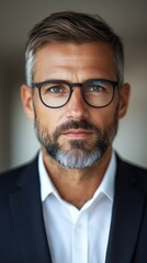 Confident loan officer in professional attire with a focused expression in an office setting