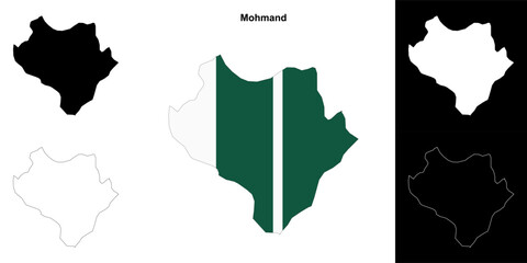 Mohmand blank outline map set