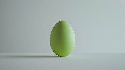 A striking lime green egg placed on a soft neutral background, creating a visually clean and minimalistic composition. AI generated.