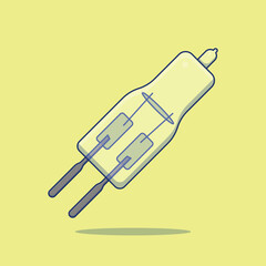 Minimalist Vector Illustration of Tungsten Halogen Lamp with Transparent Glass and Clean Lines, Modern Lighting Concept.