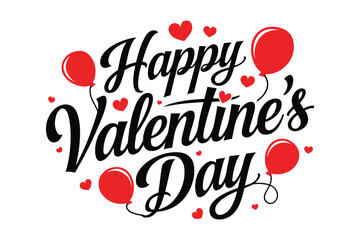 Typography Happy Valentine's Day t-shirt lettering design template isolated on a white background. Vector typography for Valentine's Day decorations, cards, t-shirts, posters and banners.