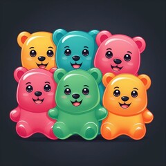 Cute adorable cartoon kawaii delicious food with face 
and pastel color background illustration texture design.