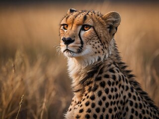 Majestic Cheetah Close Up Portrait in Natural Habitat Wild Predator Eyes and Spotted Coat