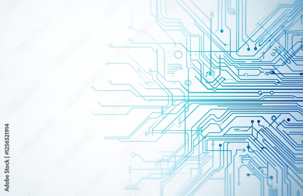 Poster illustration of abstract circuit lines on white background. modern technology, digital connections c