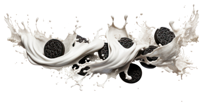 PNG Cookies and cream milk splash border white background freshness beverage.