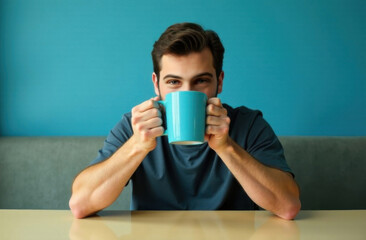young man drinking coffee