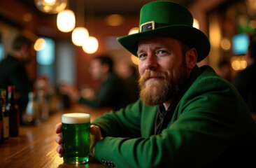 A man in a bar on St. Patrick's Day