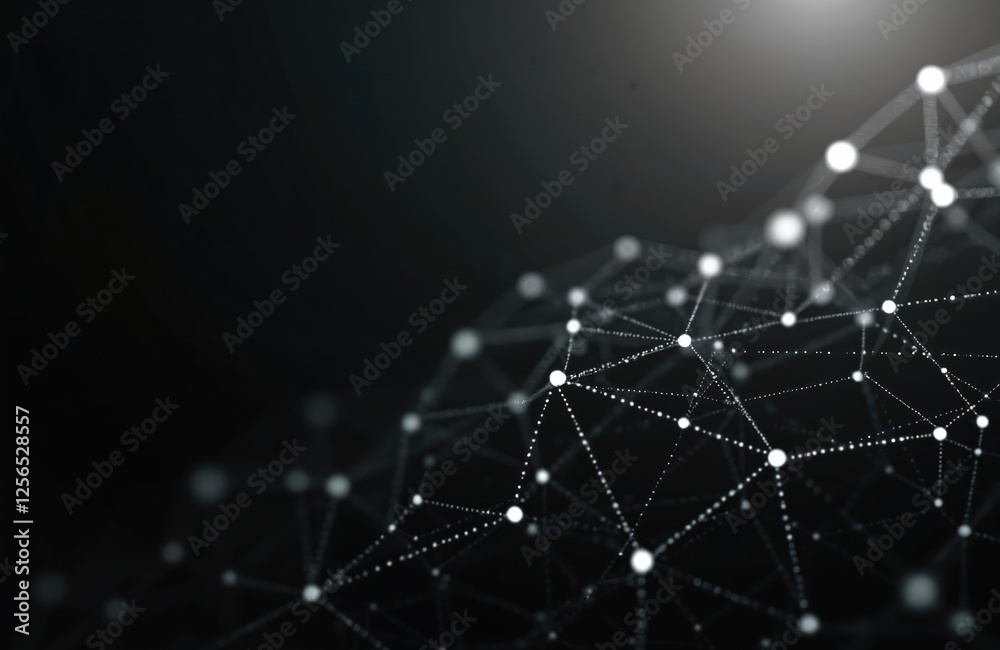 Leinwandbilder minimalistic dark background with network of bright white dots connected by thin lines creates futur