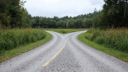 Fototapeta premium Country Road Fork in Forest