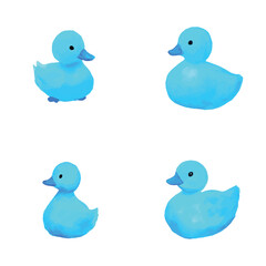Duckling watercolor hand drawn set collection