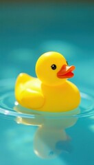 Yellow rubber duckies, one gold duckling Bright, cheerful bath toys , yellow duck, playful, swimming duck
