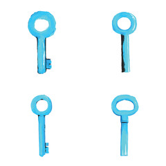 Key watercolor hand drawn set