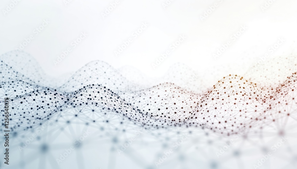 Fototapete Abstract mesh of connected dots, lines on white background. Digital tech networks, big data analysis representation. Molecular structure, geometric business element for modern polygonal tech web