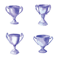 Red trophy watercolor set hand drawn