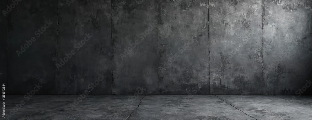 Aufkleber grunge photo of dark grey anthracite concrete wall and floor. old aged retro stone cement texture wi