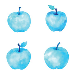 Apple watercolor hand drawn set