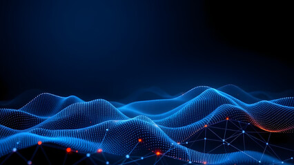 Obraz premium Fractal light waves create a dynamic blue pattern