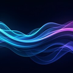 Obraz premium Dynamic Flowing Neon Waves – High-Resolution Abstract Digital Artwork for Technology & Sci-Fi Themes,Futuristic Neon Waves – Abstract Digital Art with Vibrant Colors on Dark Background