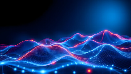 Obraz premium Fractal light waves create a dynamic blue pattern