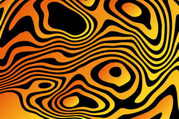 Abstract background with golden waves on a black background. Eps 10