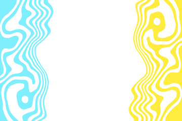 Abstract vector background of yellow and blue waves. 3D optical illusion- line art. Eps 10