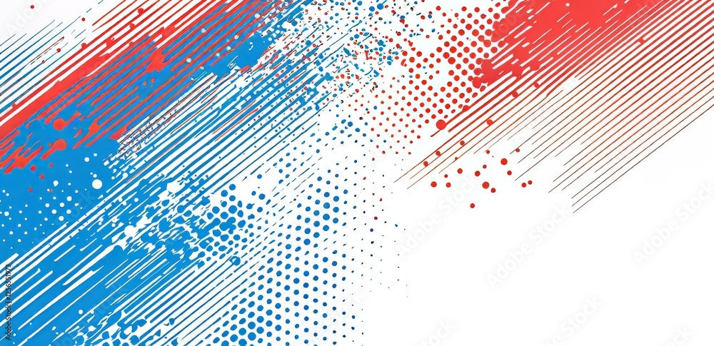 Sticker a design template featuring a red, white, and blue background with diagonal lines for the abstract c