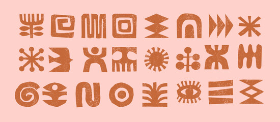 Hand drawn African, Mexican, Aztecs tribal elements collection