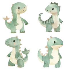 dinosaur watercolor illustration concept for kids