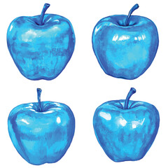 Golden apple watercolor hand drawn set collection