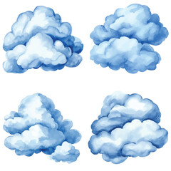 Cloud watercolor hand drawn set