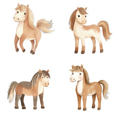 horse watercolor illustration concept for kids