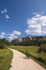 Fototapeta premium E-bike parked on the George S. Mickelson Trail, South Dakota