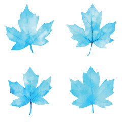 Maple leaf watercolor hand drawn set