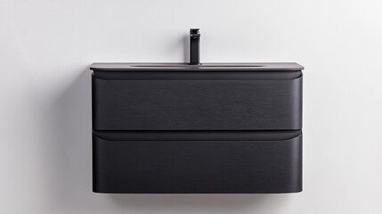 Charcoal black floating vanity with a matte texture, bold and contemporary