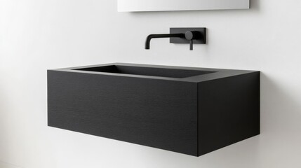 Charcoal black floating vanity with a matte texture, bold and contemporary
