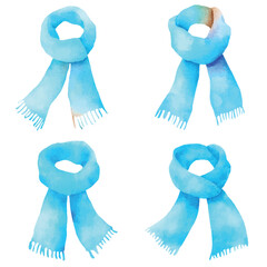 Scarf watercolor hand drawn set