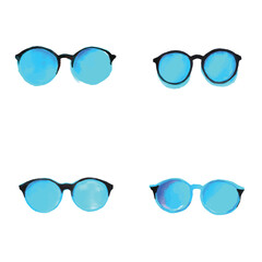 Sunglasses watercolor hand drawn set