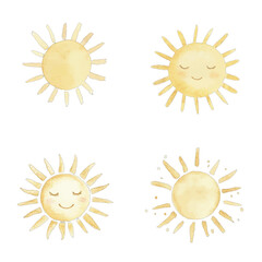 sun watercolor illustration concept for kids