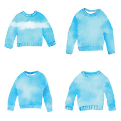 Sweater watercolor hand drawn set