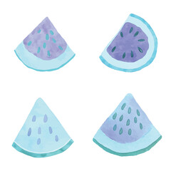 Watermelon slice watercolor hand drawn set