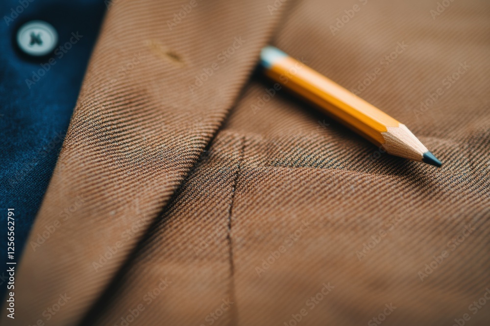 Leinwandbilder notebook and pencil on a bright wooden desk with spacious background for notes and ideas during crea