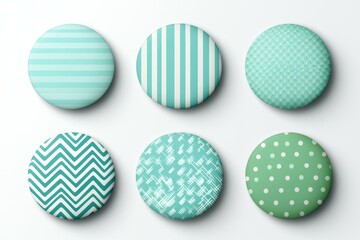 Set of six buttons with different patterns and designs