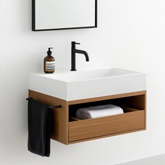 Floating vanity with retractable compartments for flexible storage solutions