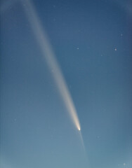 Comet 2023 A3 Tsuchinshan ATLAS Interstellar comet. A comet with a long tail crossing space. Comet stars and night sky rainbow in space © Hector