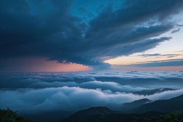 Dark Azure Cloud Blanket Thematic Display Capturing Atmospheric Essence