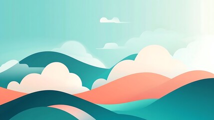 Abstract Landscape Featuring Rolling Hills and Clouds