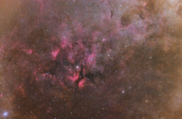 Cygnus constellation. The Milky Way with a telescope.  Butterfly Nebula. Nebula and Cyg. abstract space background. Space Nebula Cluster